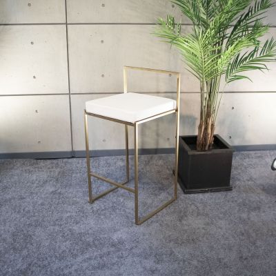 Image of GOTHAM GOLD STOOLS WITH WHITE CUSHION